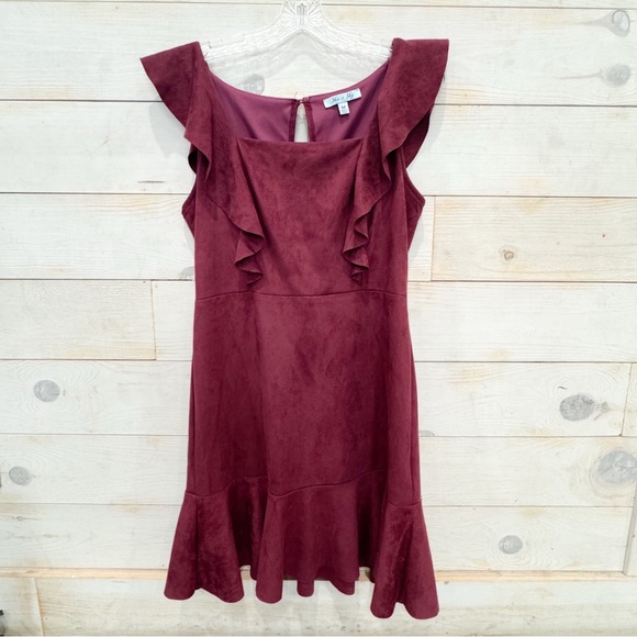 She + Sky burgundy faux suede flounce dress ❤️ - Picture 4 of 8